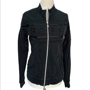 BCBGMaxAzria Black Full Zip Up Logo Jacket Size M